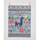 Alpaca Printed Linen Tea Towel - Festive Llama